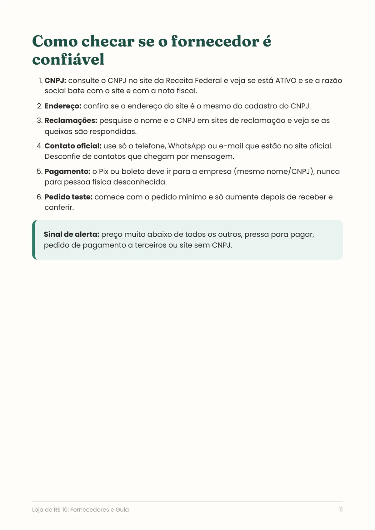 Página real do PDF Loja de R$ 10: como checar se o fornecedor é confiável